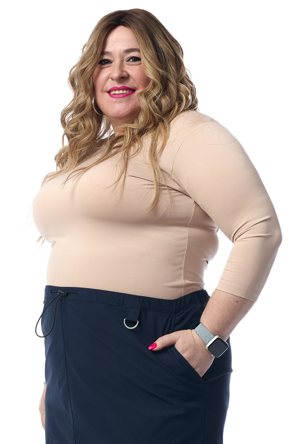 3/4 sleeve slinky layering top