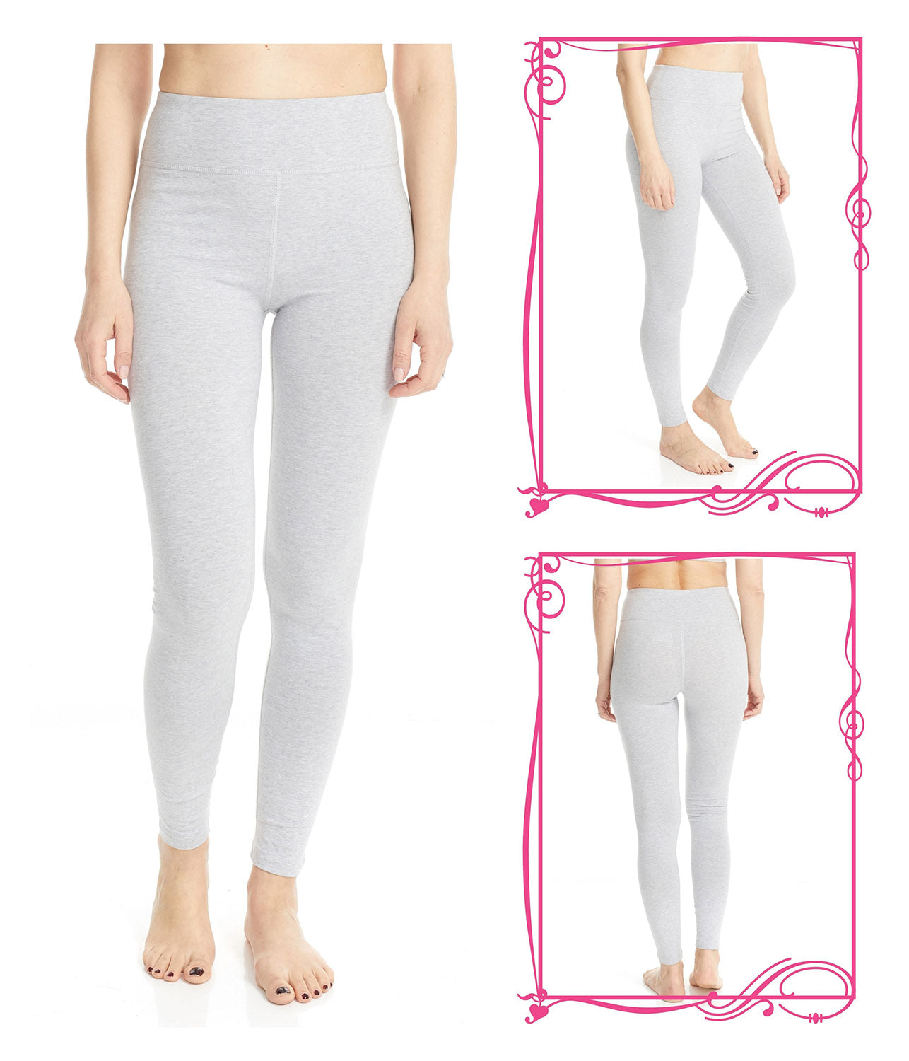 plus size woman wearing cotton grey long leggings