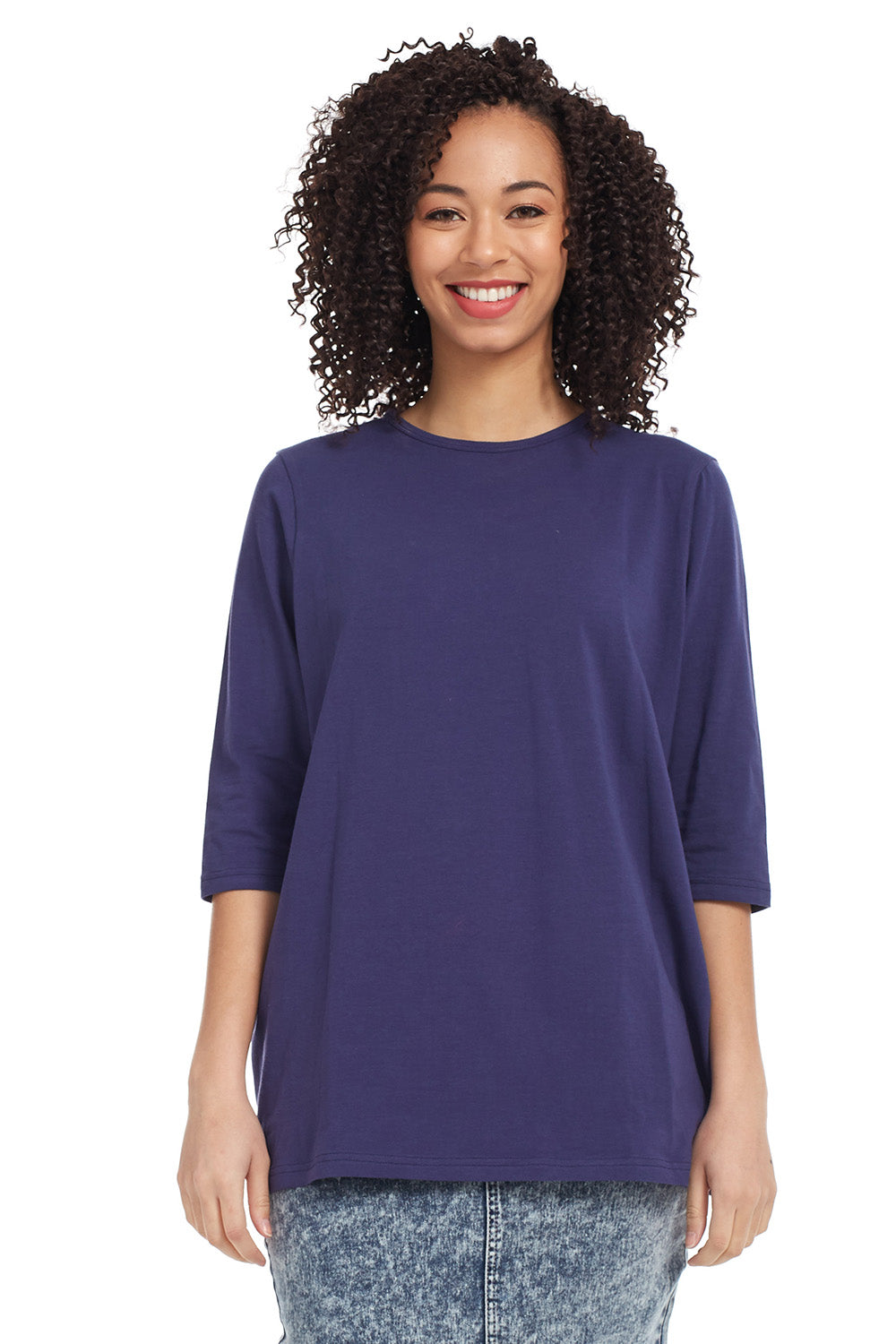 3/4 Sleeve Loose Crewneck T-Shirt