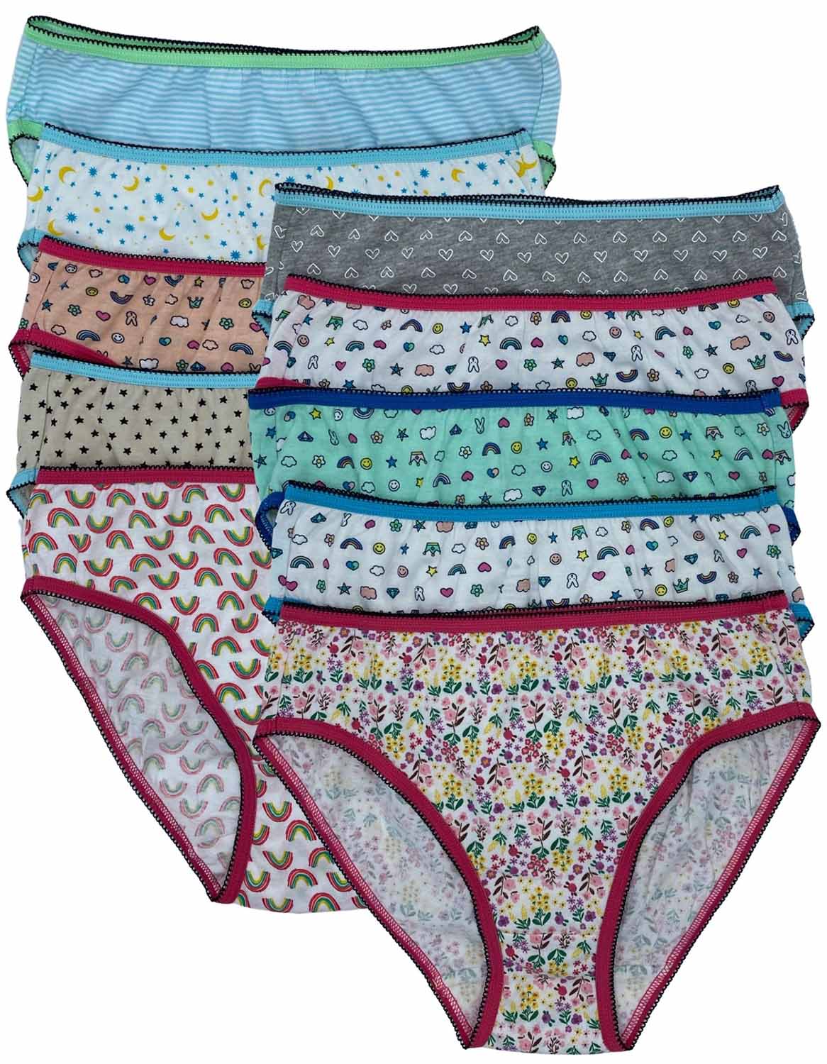 Girls 100% Cotton Assorted Printed Underwear Size 6 - at -   