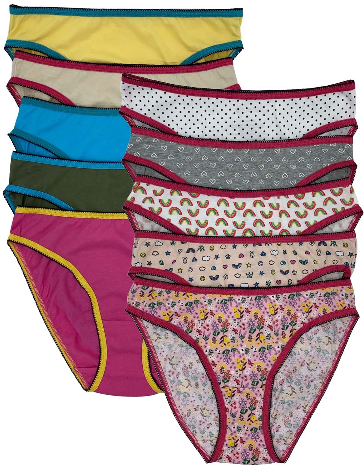Girls 100% Cotton Assorted Printed Underwear Size 8 - at -   
