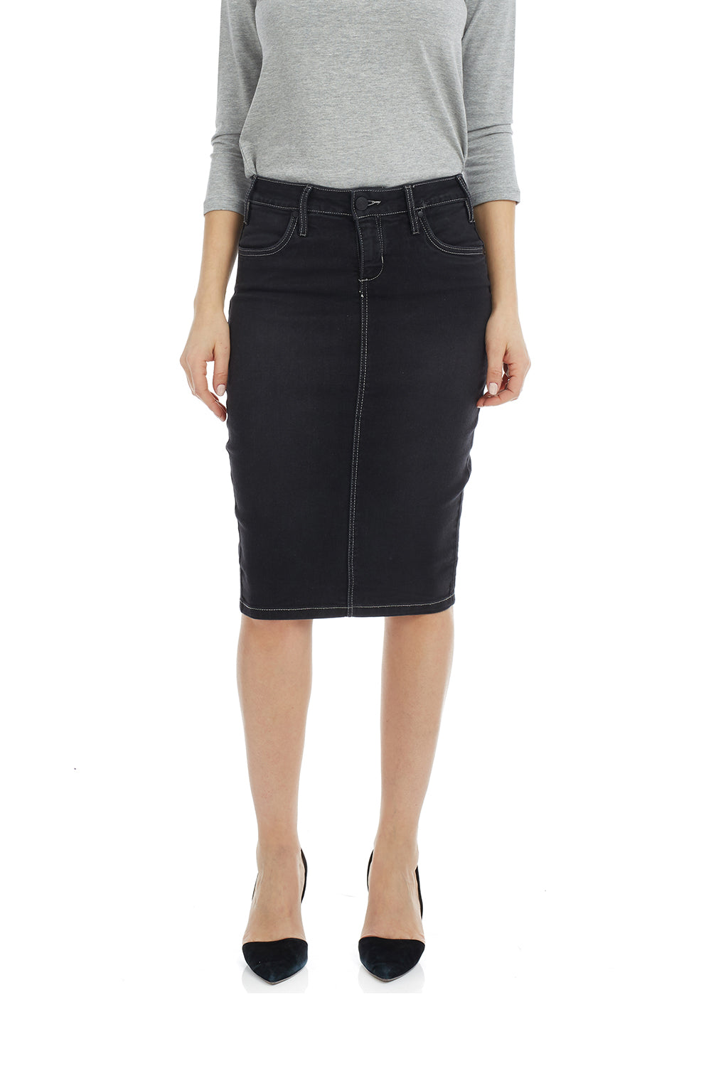 Esteez MIAMI Denim Skirt - Power stretch Jean Skirt with Tummy Control for WOMEN