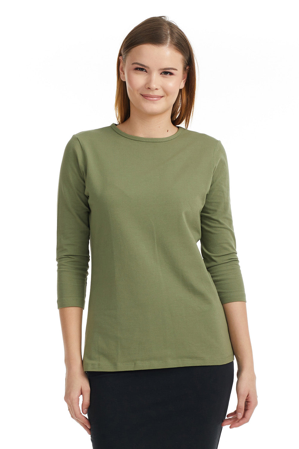 Esteez ¾ Sleeve Cotton Spandex RELAXED FIT Layering Shirt for WOMEN