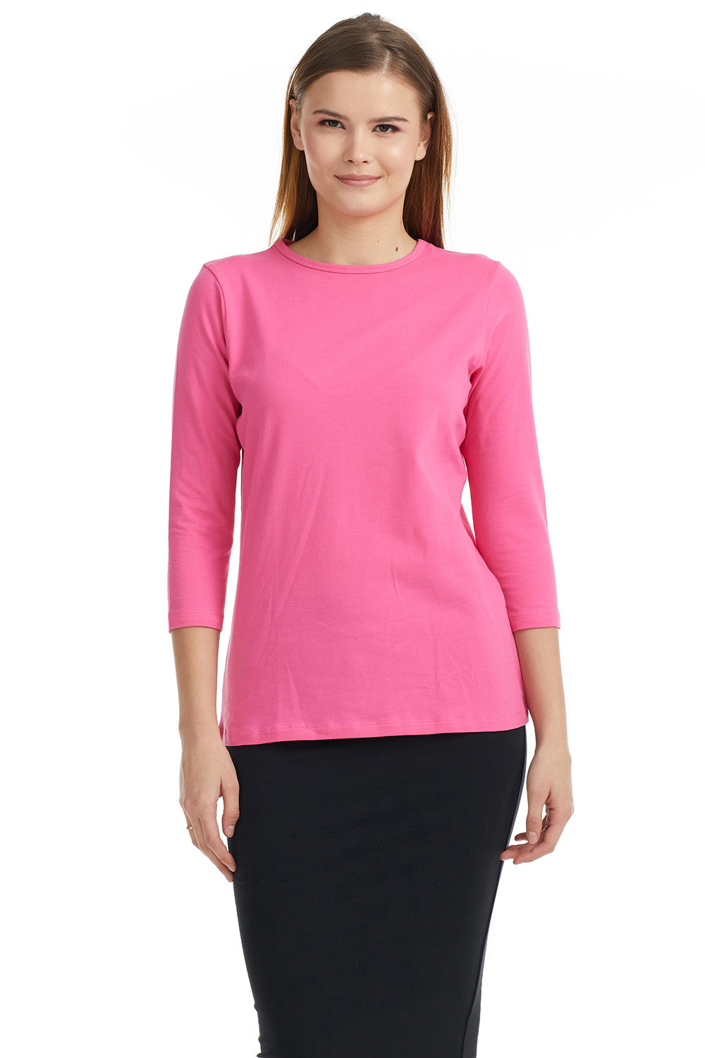 Esteez ¾ Sleeve Cotton Spandex RELAXED FIT Layering Shirt for WOMEN