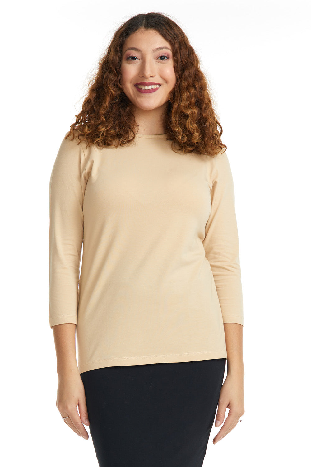 Esteez ¾ Sleeve Cotton Spandex RELAXED FIT Layering Shirt for WOMEN