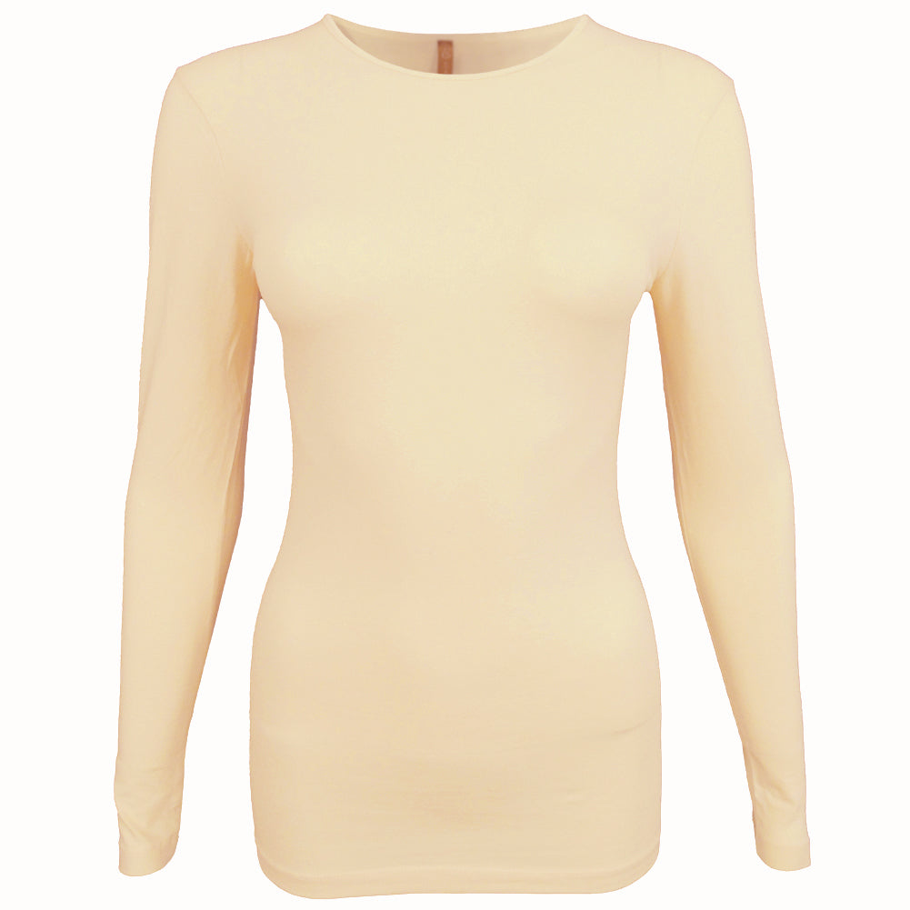Esteez long Sleeve Cotton Spandex SNUG FIT Layering Shirt for WOMEN