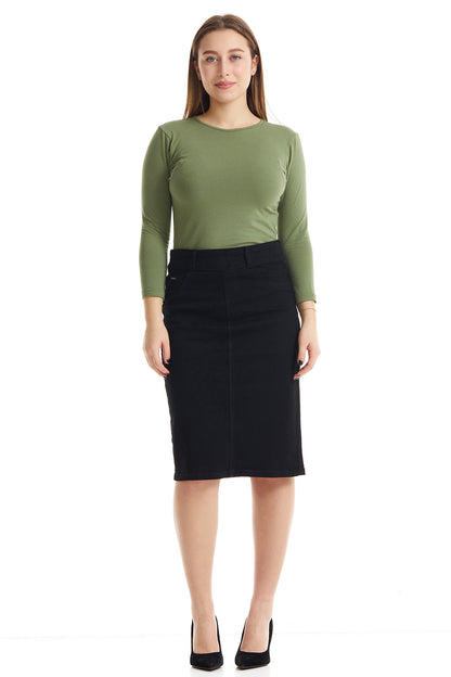 denim jean skirt for regular and plus size women 'Boston'