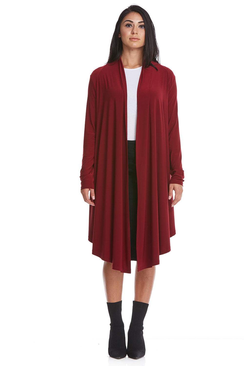 burgandy lightweight open long sleeve cardigan