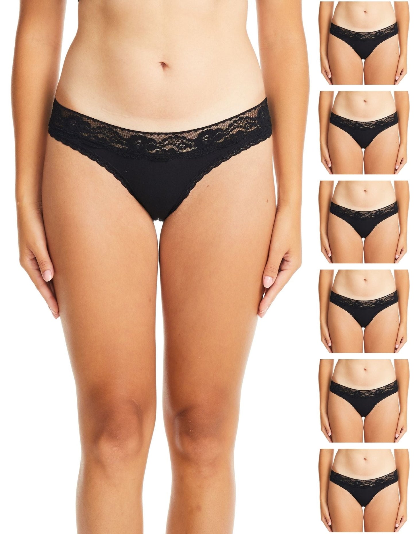 Cotton Bikini Panties with Lace Trim in Assorted Colors