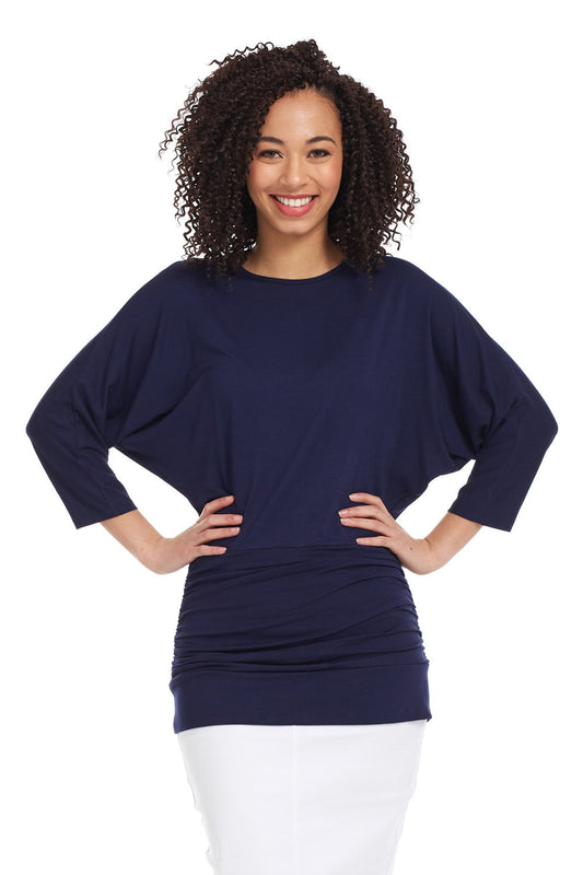 3/4 Sleeve navy Modest Tummy Tuck Top for Women 'Dahlia'