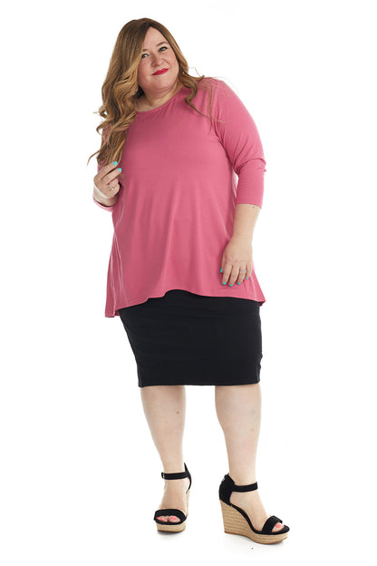 PLUS SIZE Cotton Spandex Stretchy Knee Length Pencil skirt for Women 'Dallas'