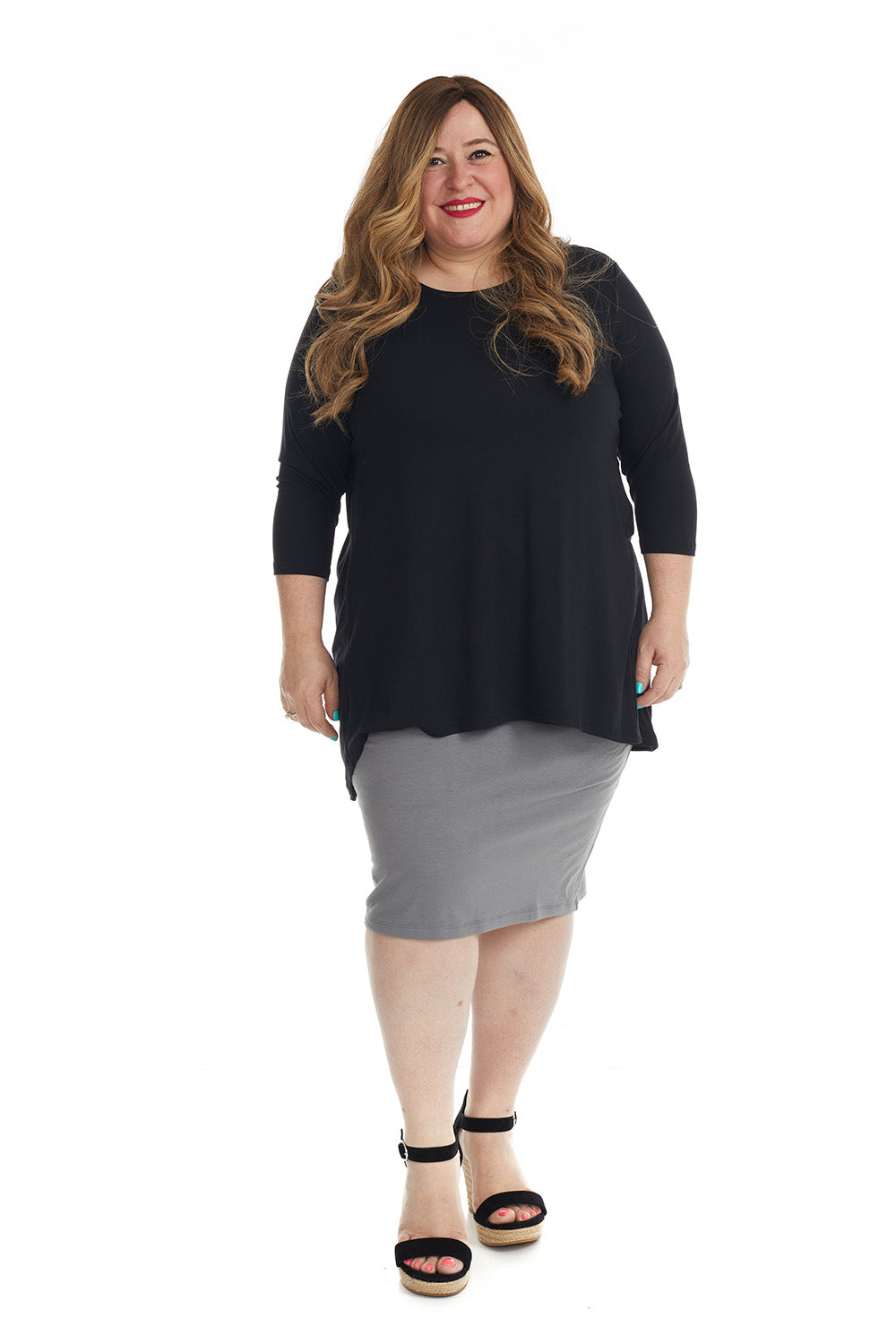 PLUS SIZE Cotton Spandex Stretchy Knee Length Pencil skirt for Women esteezoutlet