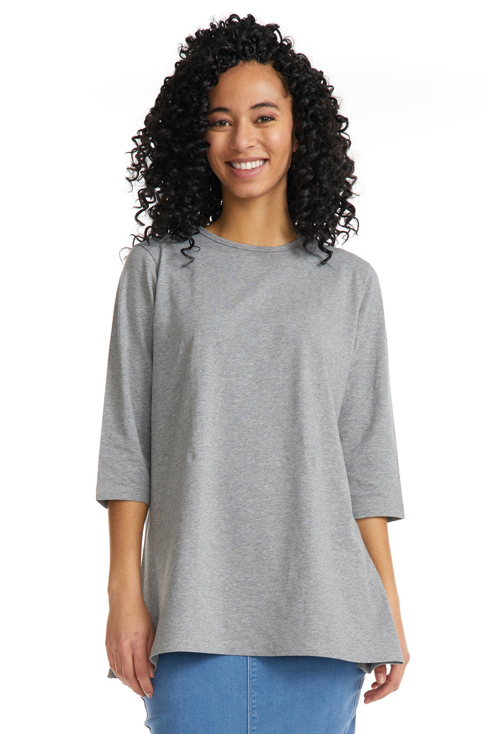 3/4 Sleeve Loose Crewneck T-Shirt