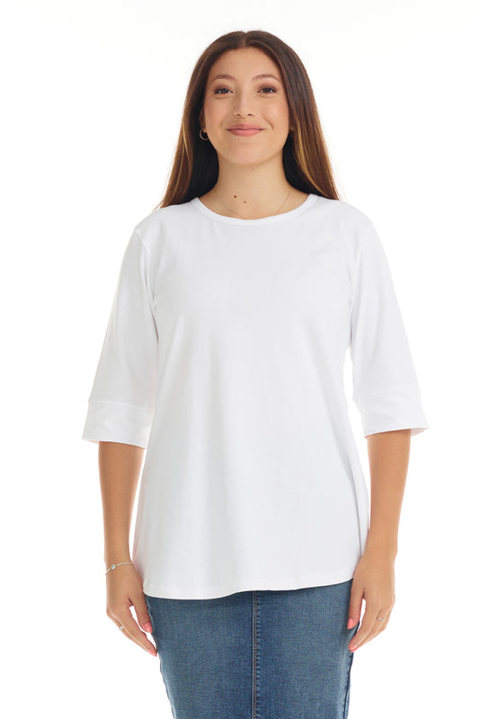 Womens Elbow Sleeve Cotton Tunic Top