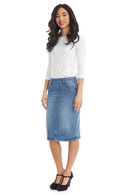 denim jean skirt for regular and plus size women 'Boston'