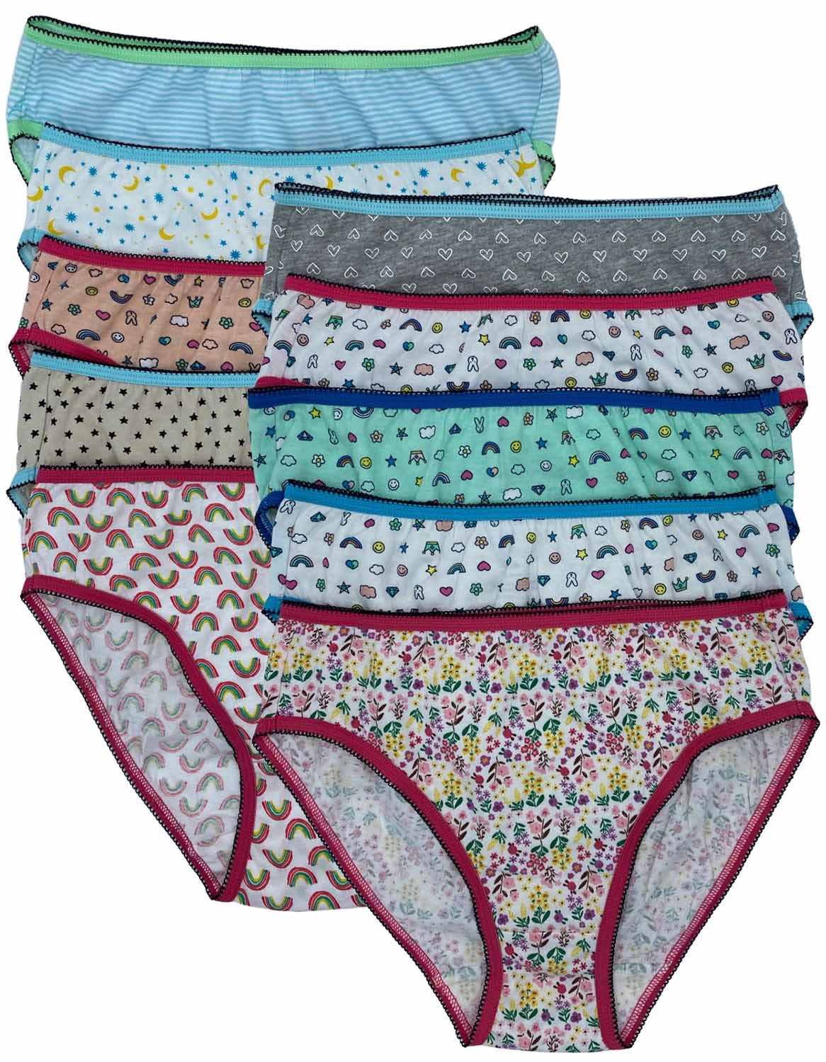 cute printed cotton underwear for girls hearts and rainbows