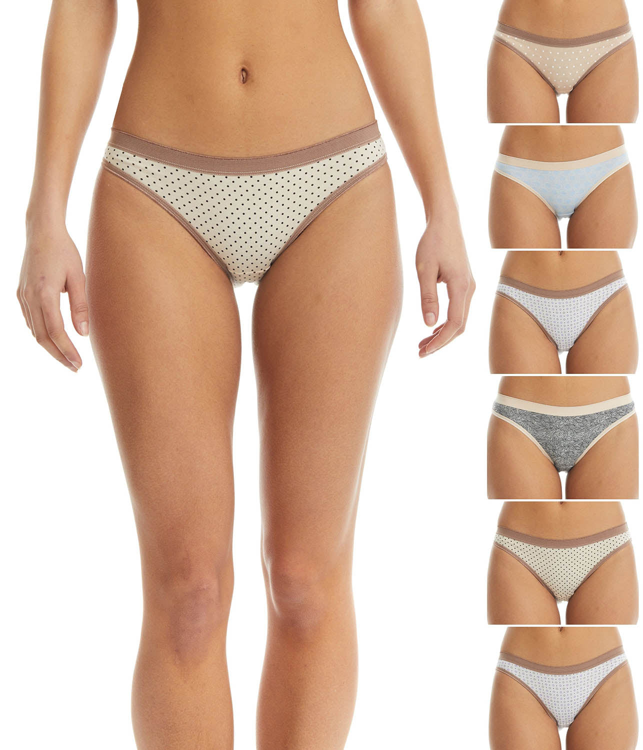 Cotton Bikini Underwear for Women in Neutral Prints 6-pack