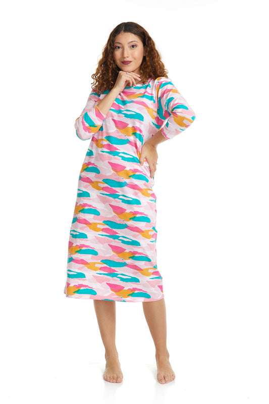 Esteez Women's Soft and Comfy Cotton Spandex Nightgown Pajamas - RO130