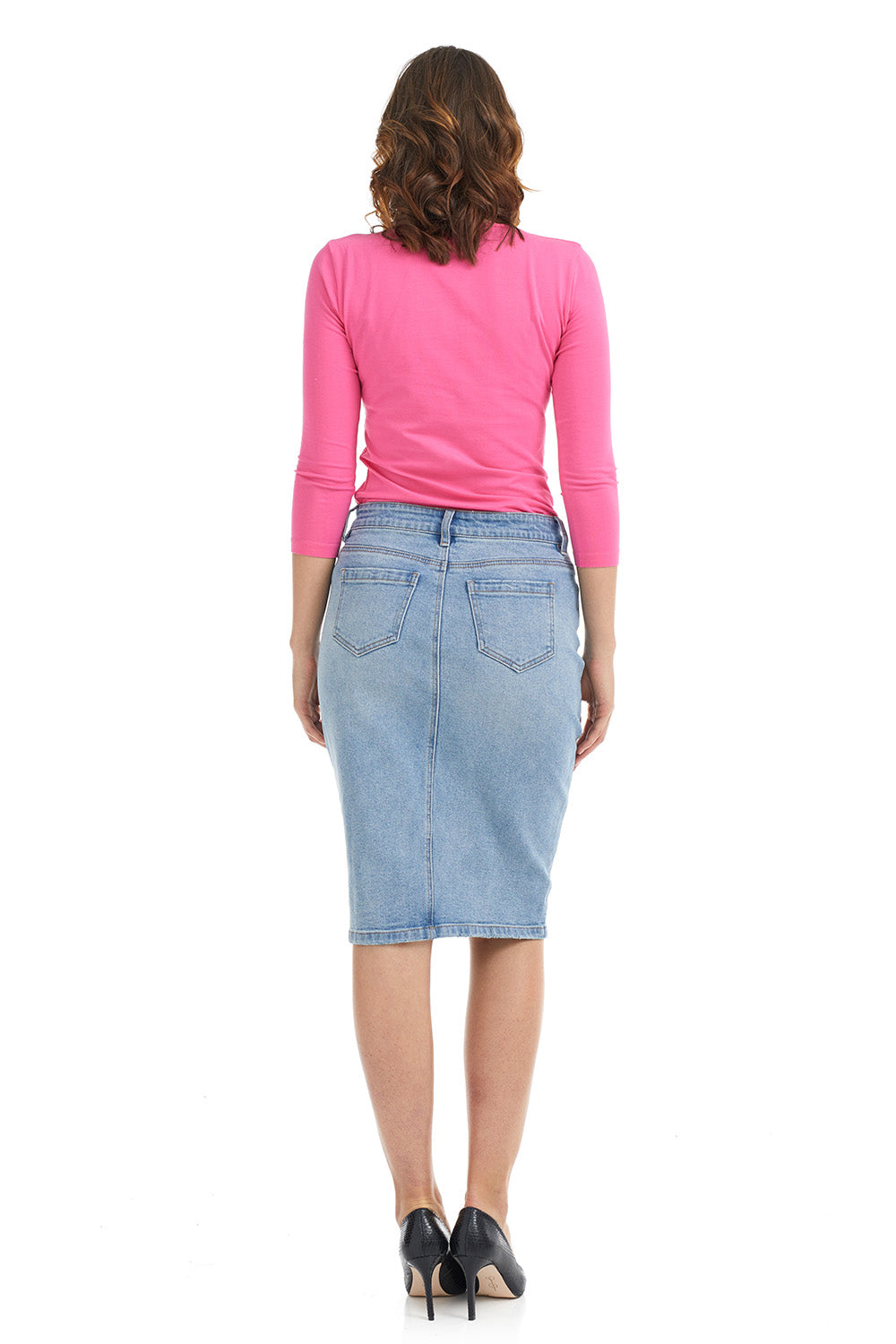Esteez HAVANA Denim Skirt - Classic Straight Jean Skirt for Women - BLEACH BLUE