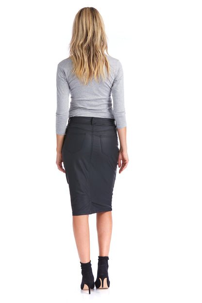 Esteez Modest Coated Denim Pencil Skirt for Women 'London'