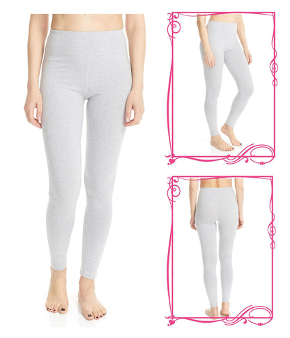 plus size woman wearing cotton grey long leggings