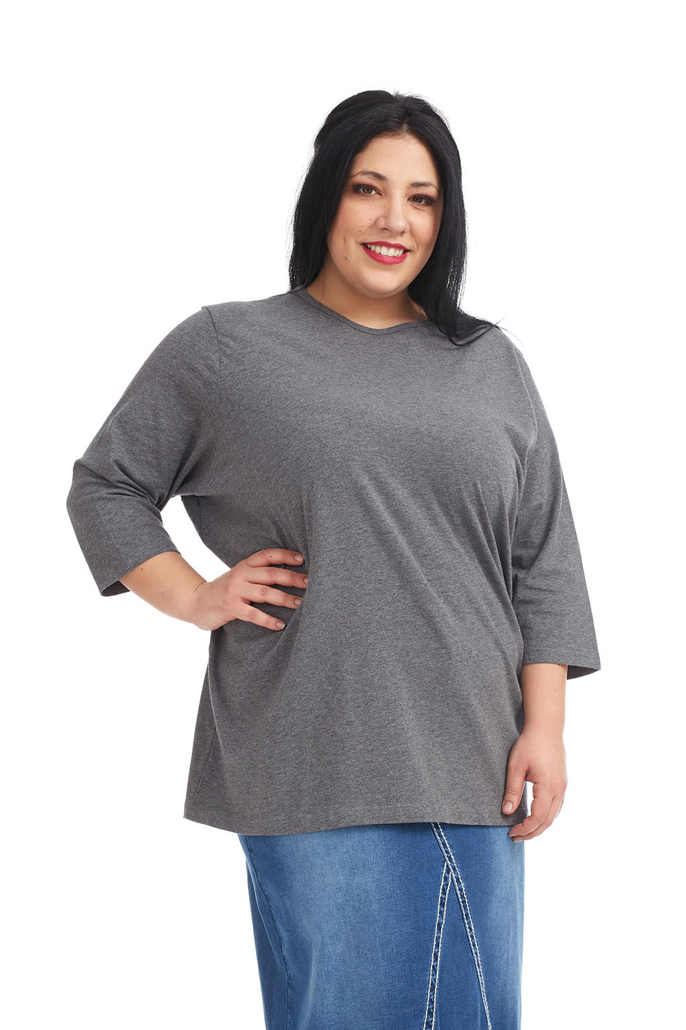 3/4 Sleeve Loose Crewneck T-Shirt