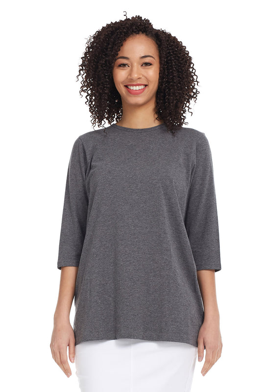Esteez ¾ Sleeve Cotton Spandex Loose Fit Shirt for WOMEN - CHARCOAL