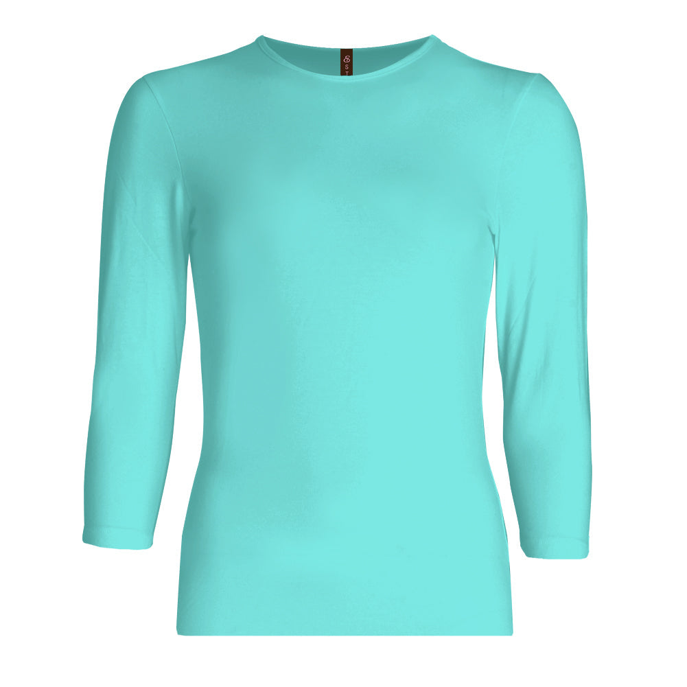 3/4 sleeve snug fit cotton crewneck layering shirt for girls