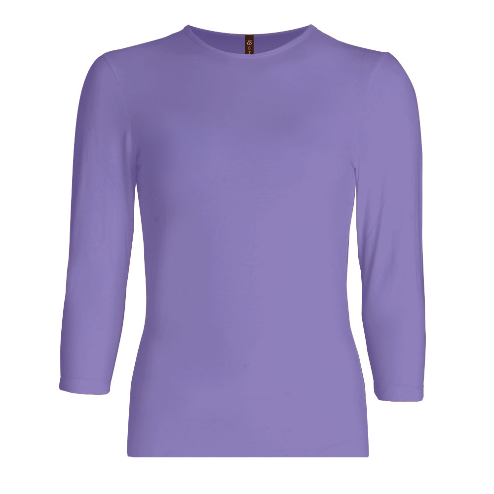 purple 3/4 sleeve cotton crew neck shirt for girls