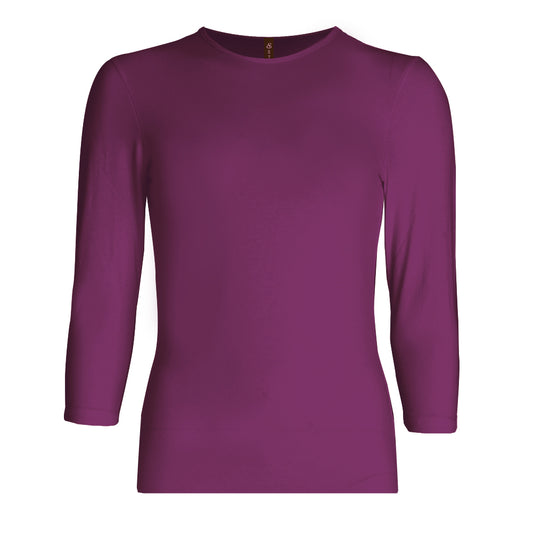 Esteez 3/4 Sleeve - SNUG FIT - Cotton Spandex Layering Shell / Top for GIRLS - VIOLET