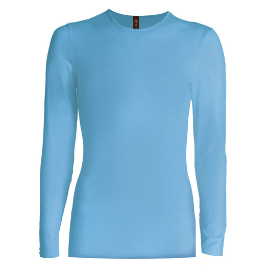 Esteez Long Sleeve - SNUG FIT - Cotton Spandex Layering Shell / Top for GIRLS - LIGHT BLUE