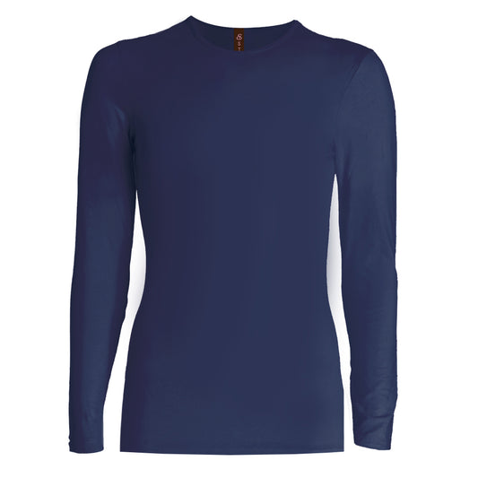 Esteez Long Sleeve - SNUG FIT - Cotton Spandex Layering Shell / Top for GIRLS - NAVY