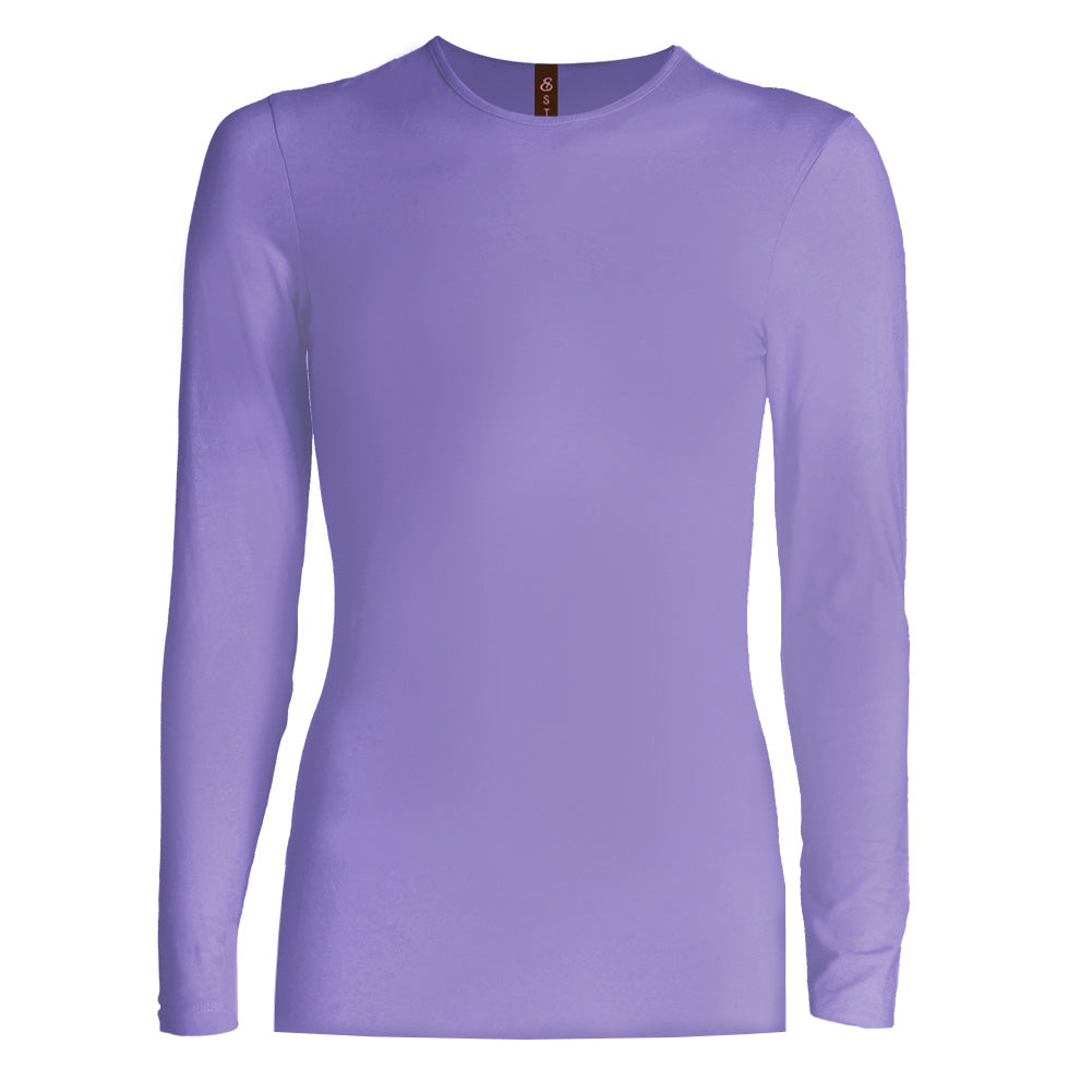  purple modest long sleeve cottoncrew neck layering shirt for girls