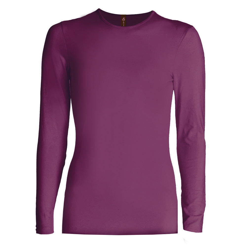 purple violet modest long sleeve cottoncrew neck layering shirt for girls