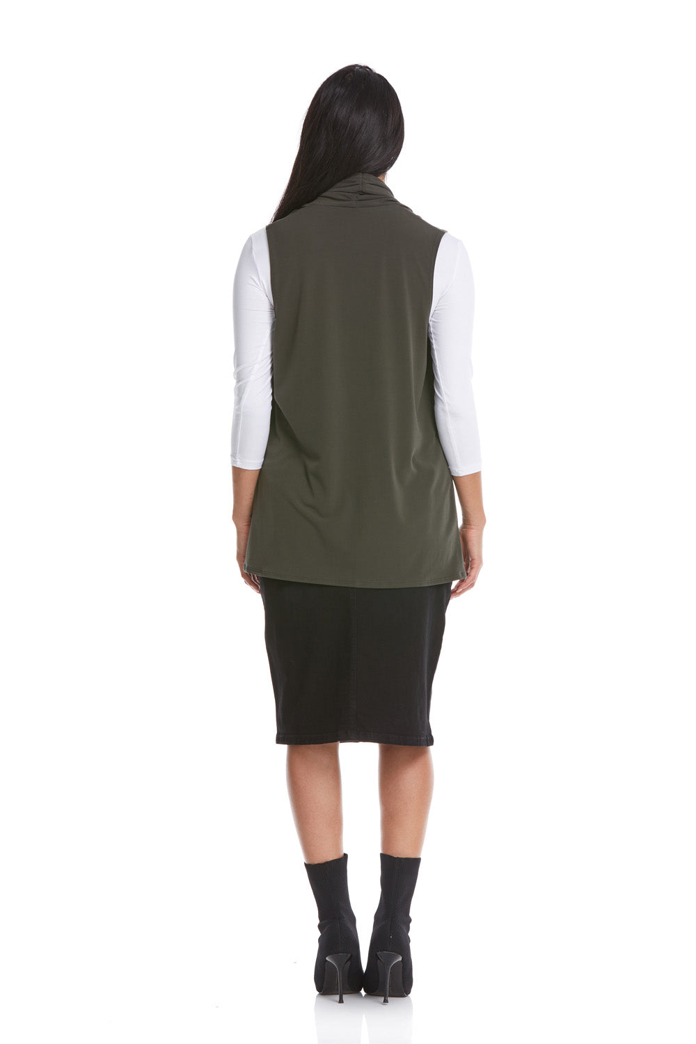 Esteez AZALEA - Women's Sleeveless Loose Fitting Open Front Vest - OLIVE