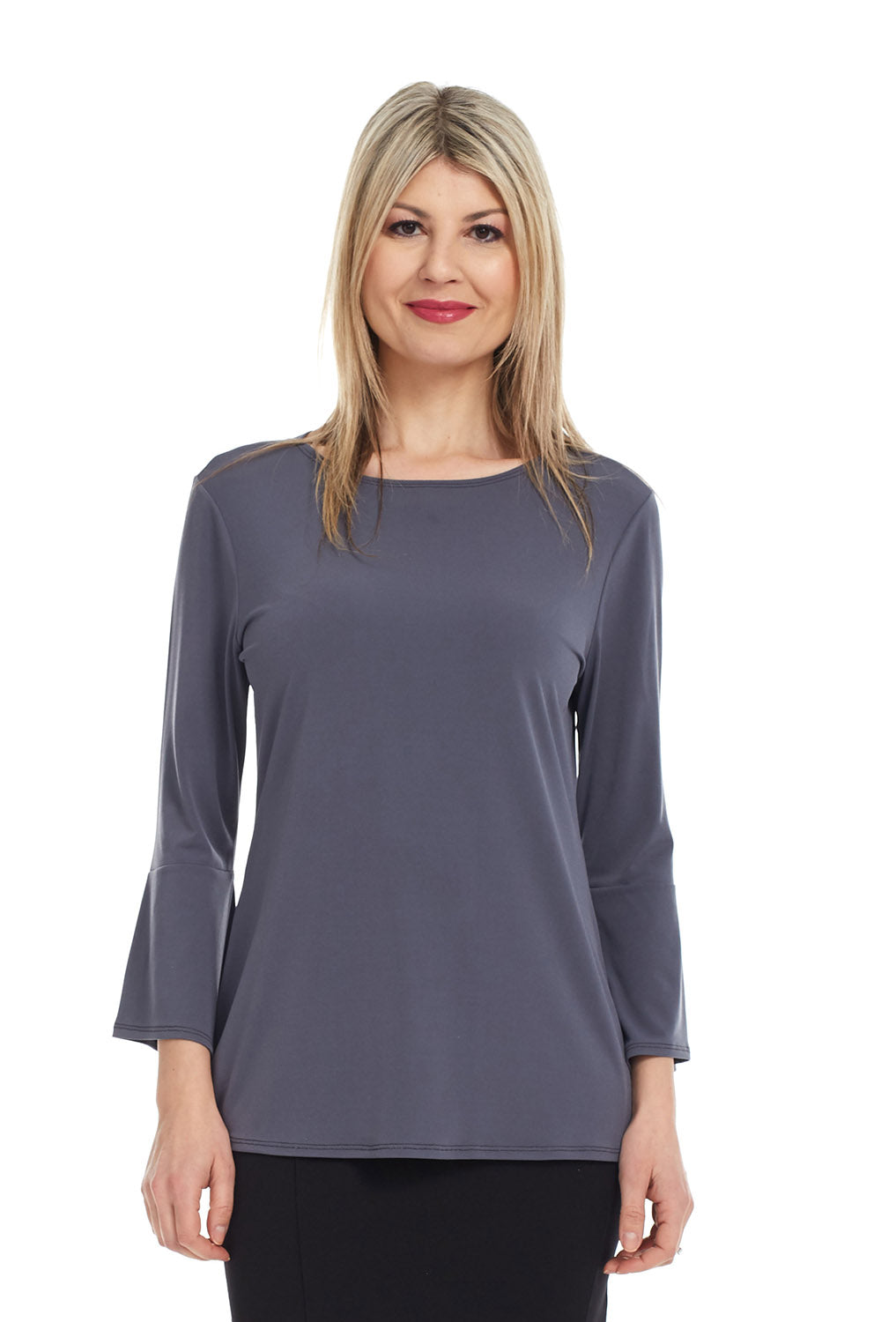Esteez BLOSSOM Top - 3/4 Trumpet Bell Sleeve for Women - CHARCOAL