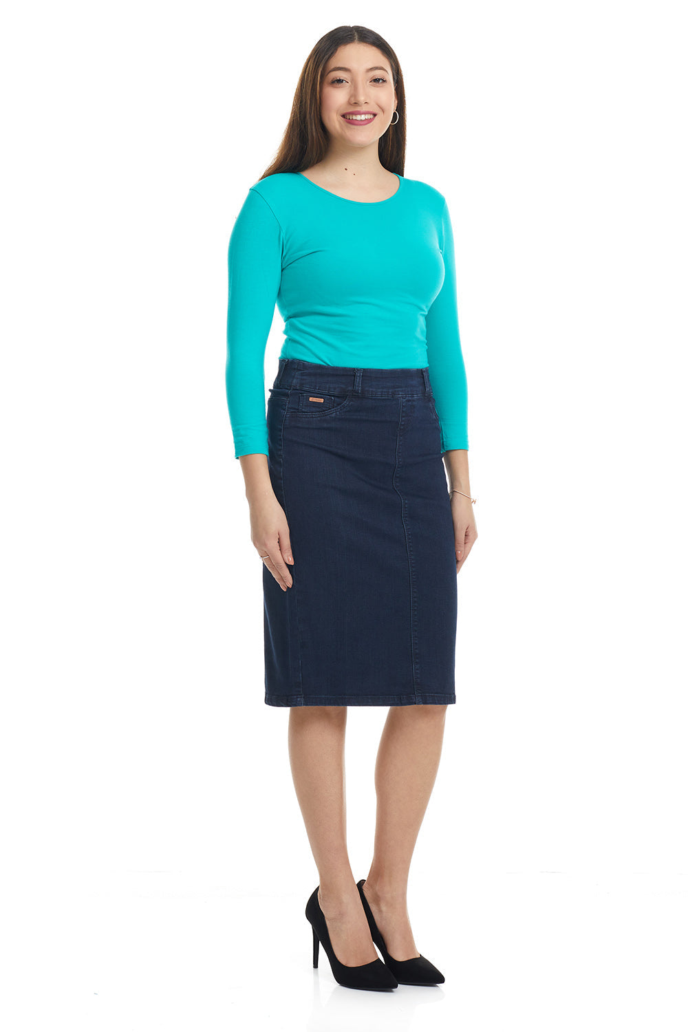 Esteez BOSTON Skirt - Below the knee Straight Jean Skirt for women