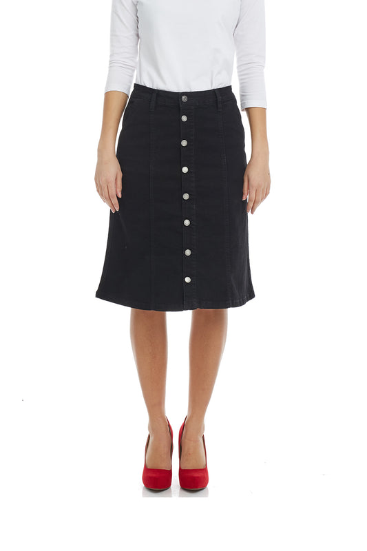 Esteez CHELSEA Denim Skirt - Button Down Flary A-Line Jean Skirt for WOMEN