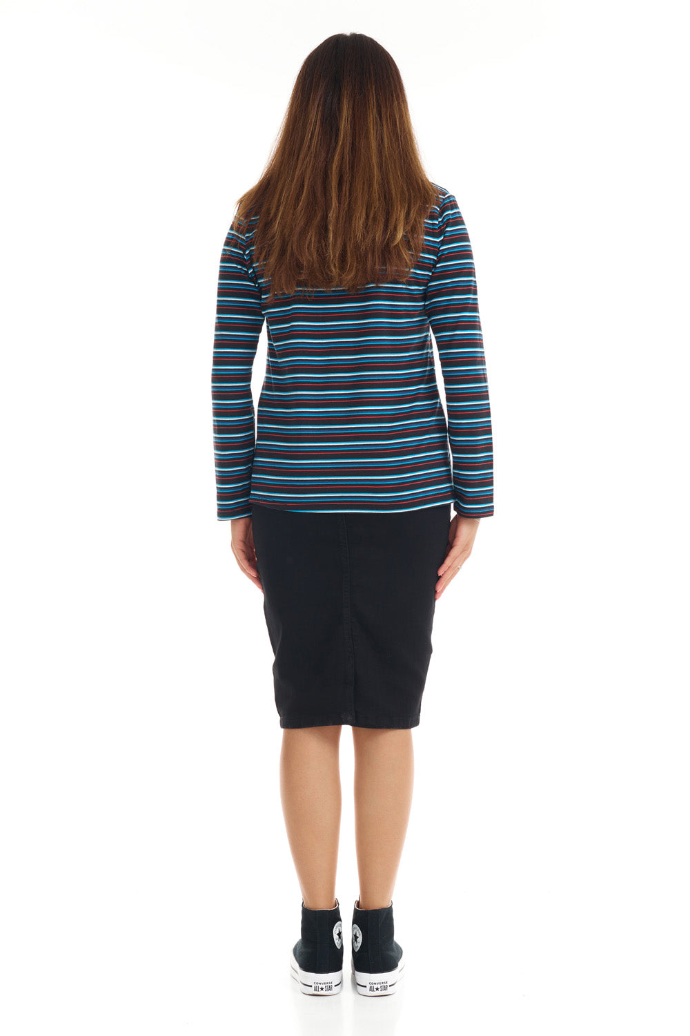 Womens Long Sleeve Cotton Top - B585 STRIPES