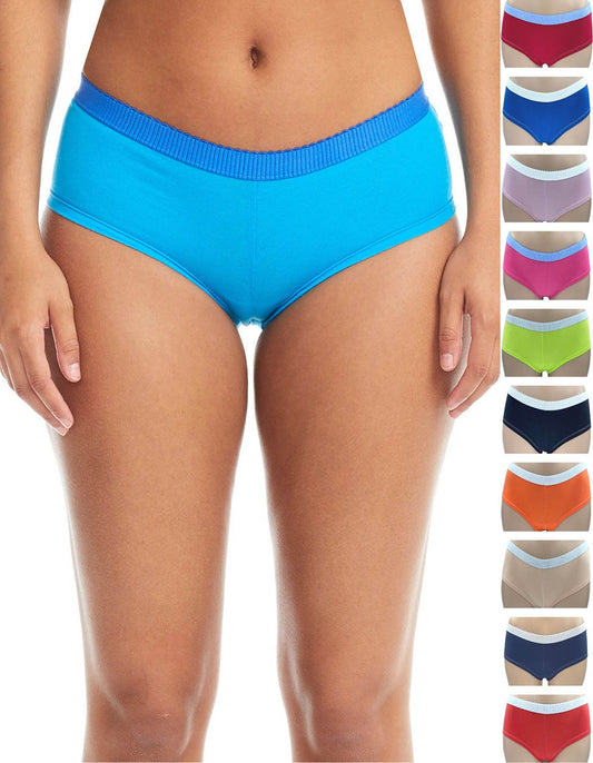 Cotton Boyshort panties - Pack of 6 - ASSORTED COLORS