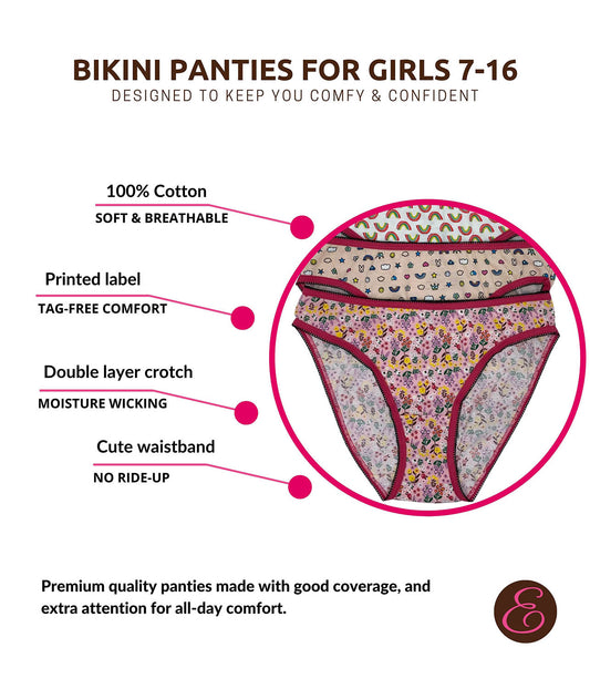 Esteez 100% Cotton Bikini Panties for Girls - ASSORTED COLORS