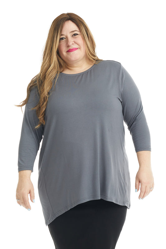 Esteez IVY top - Womens 3/4 Sleeve Loose Fitting Shirt - CHARCOAL
