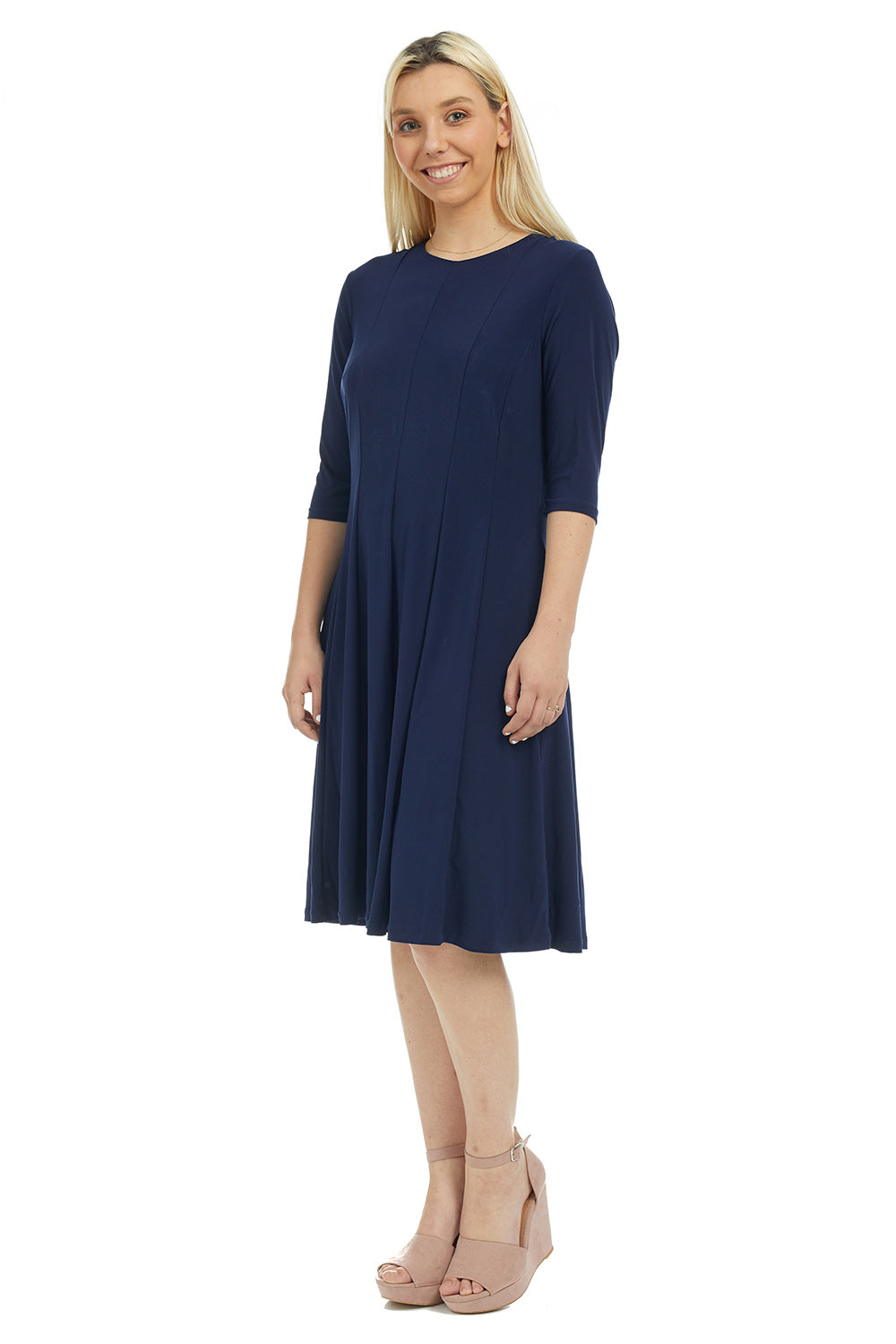 Esteez JUDEE Dress - Womens Classic Fit and Flare Dress with pockets - NAVY
