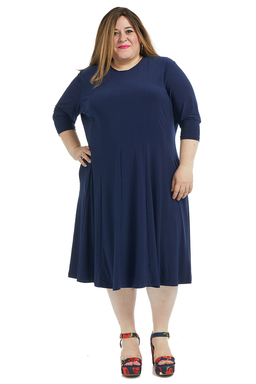 Esteez JUDEE Dress - Womens Classic Fit and Flare Dress with pockets - NAVY