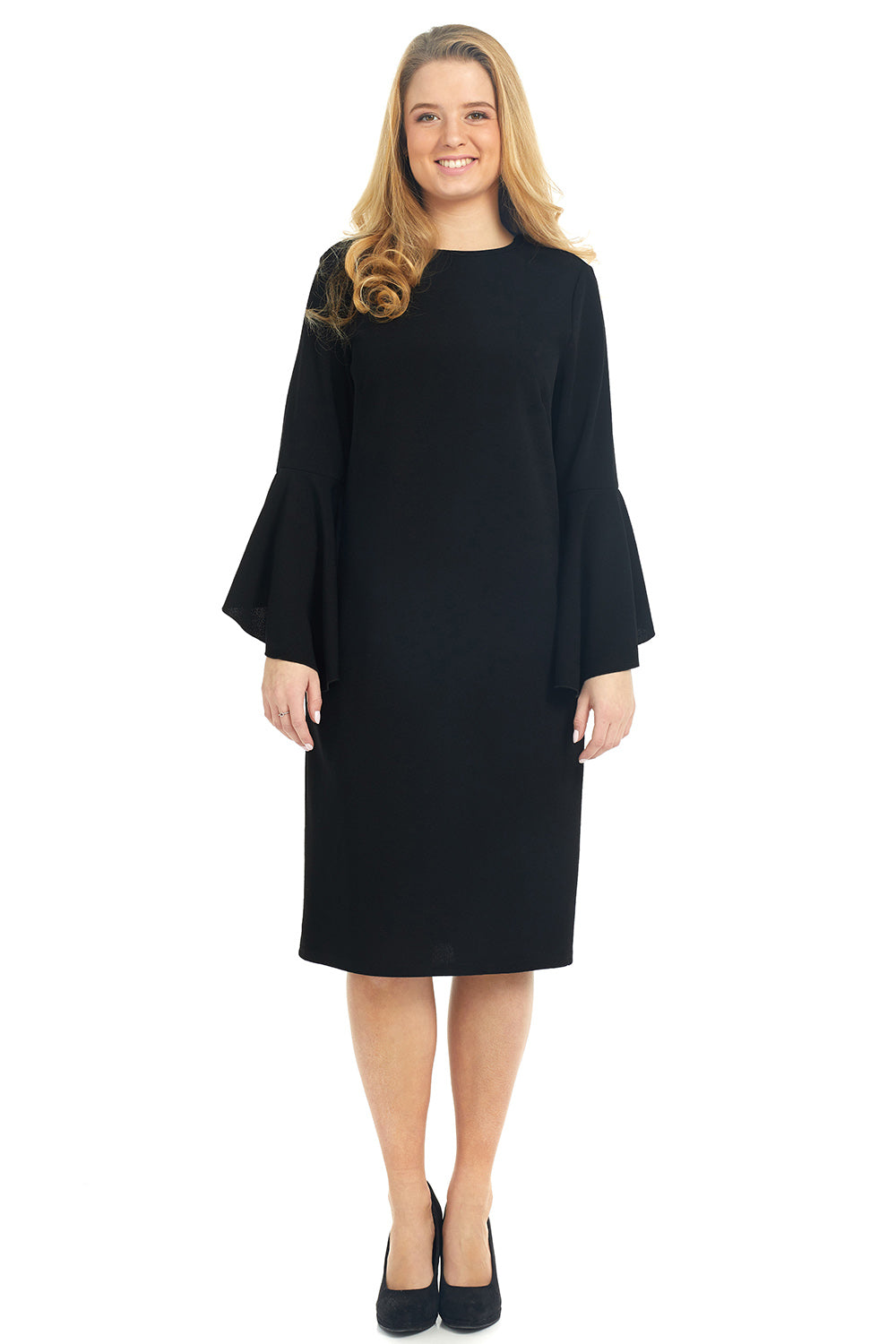 Esteez KATEE Dress for women - Waterfall Bell Sleeves - BLACK