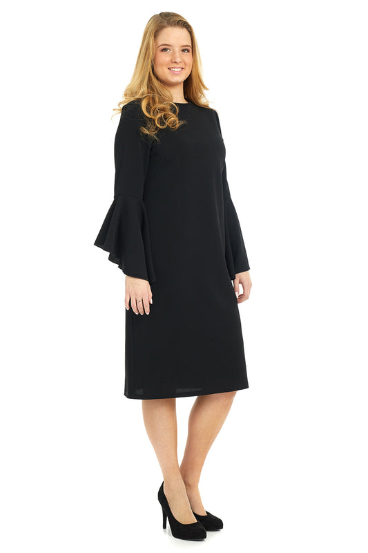 Esteez KATEE Dress for women - Waterfall Bell Sleeves - BLACK