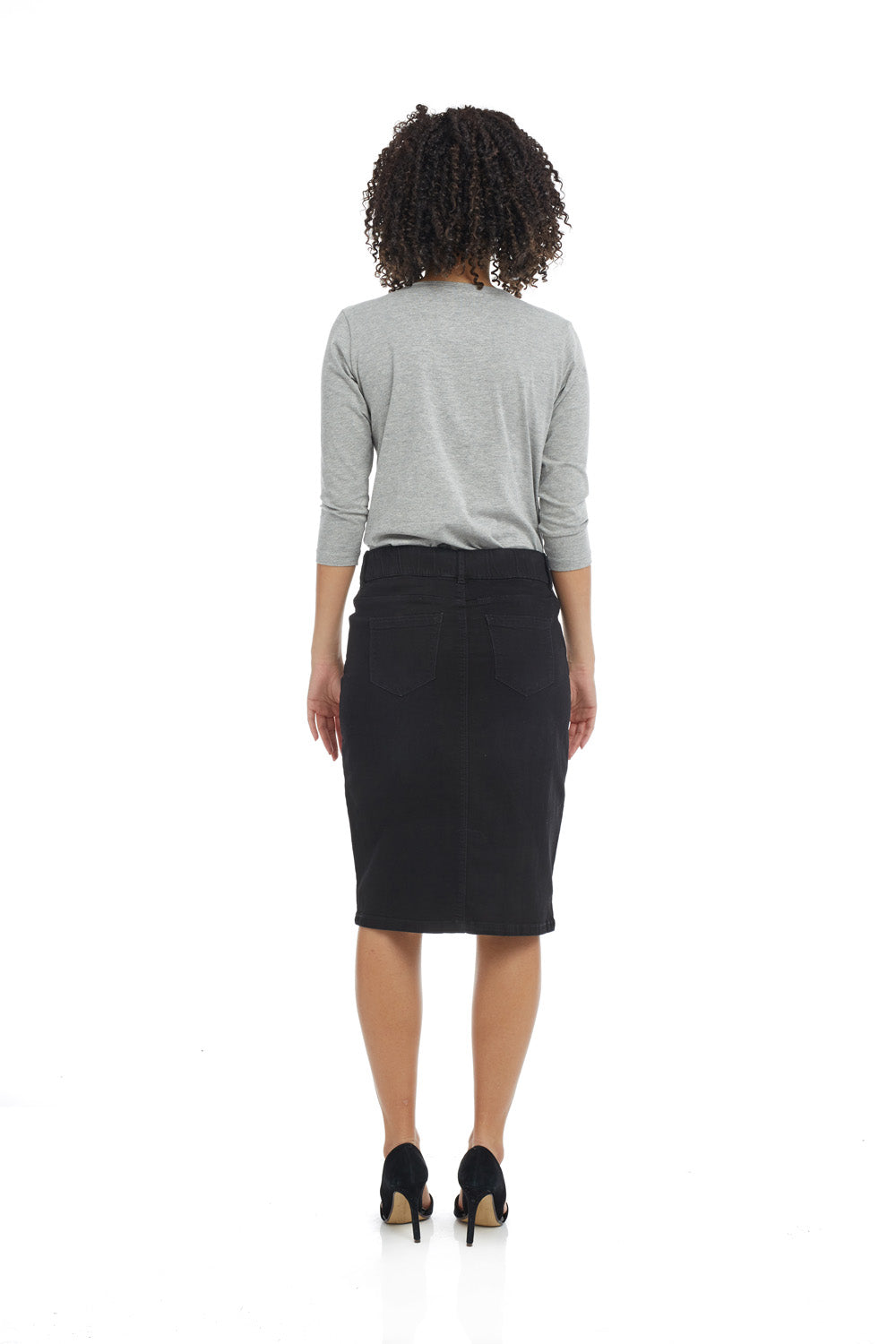 Black knee hotsell length denim skirt