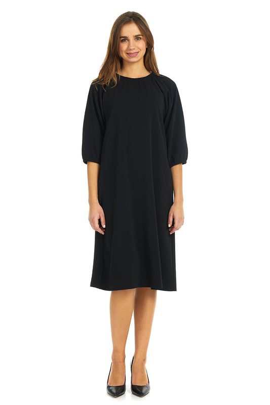 Esteez OLIVIA Dress for women - Loose Elastic Neck and Cuff - BLACK