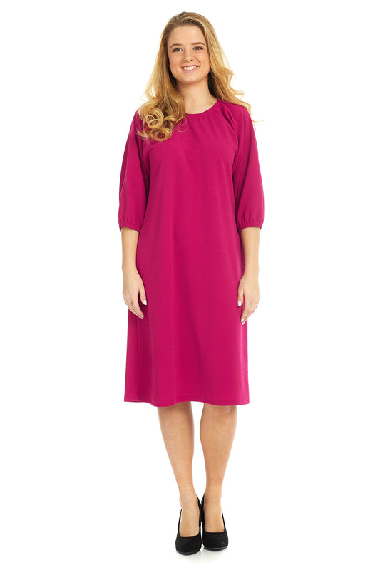 Esteez OLIVIA Dress for women - Loose Elastic Neck and Cuff - FUSCHIA