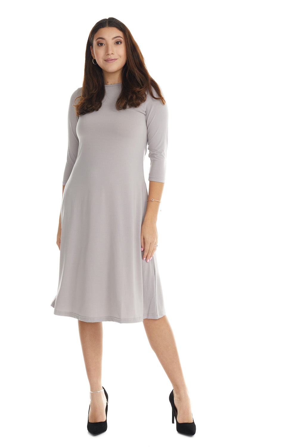 Esteez TAMMEE Dress - Womens Classic Fit and Flare Dress with pockets - POLAR GREY